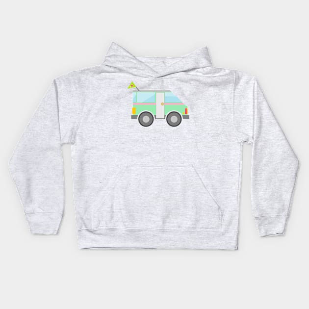 green van road trip Kids Hoodie by prettyguardianstudio